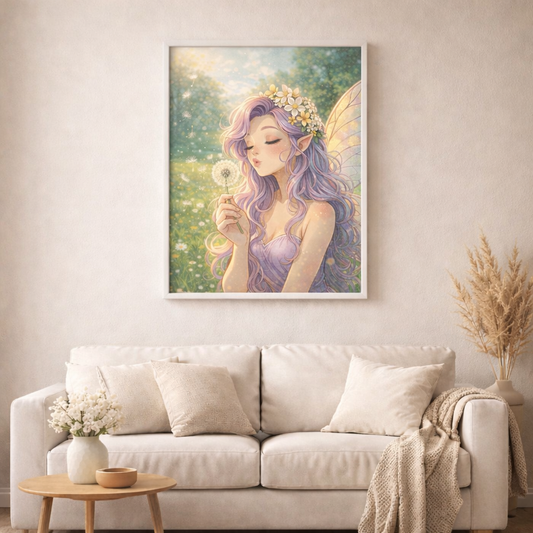 Wunschlicht im Sommerfeld - Diamond Painting Kit - AI Artwork by Farbenzauberwelt 50x70cm (eckige Steine)