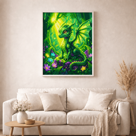 Der Smaragd - Waldhüter - Diamond Painting Kit - AI Artwork by SK Moments 70x70cm (eckige Steine)