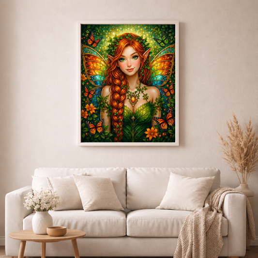 Smaragdfeuer der Waldfee - Diamond Painting Kit - AI Artwork by SK Moments 70x70cm (eckige Steine)