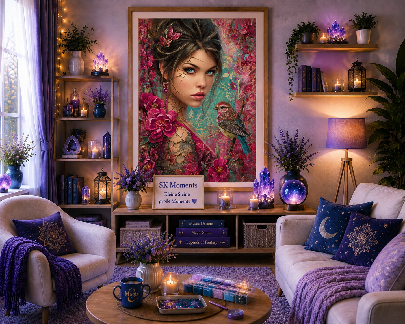 Blütenpoesie  - Diamond Painting Kit | 60*80 cm | 150 DMC-Farben | Artwork by Anny_Ai