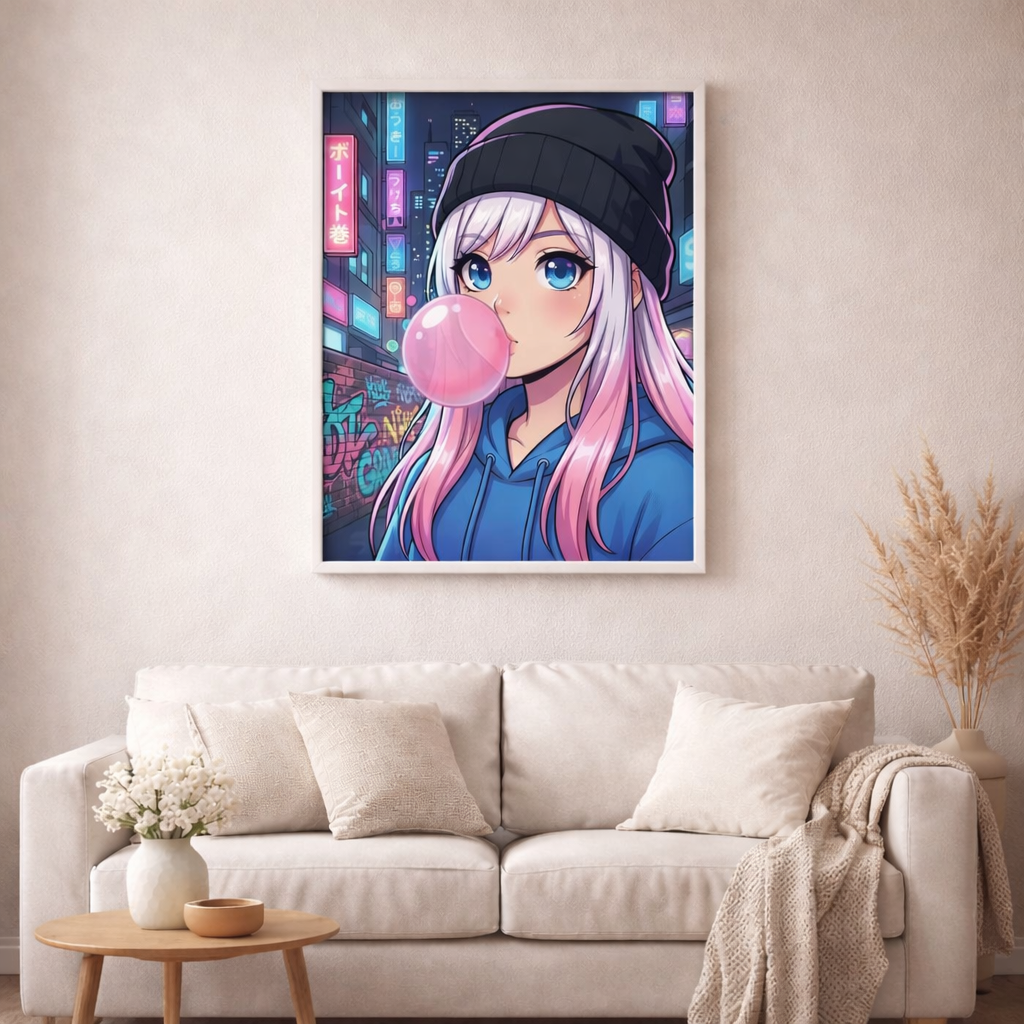 Neon-Nacht-Vibes - Diamond Painting Kit - AI Artwork by SK Moments 70x70cm (eckige Steine)