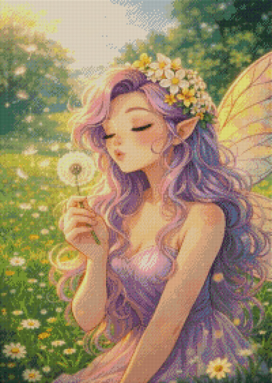 Wunschlicht im Sommerfeld - Diamond Painting Kit - AI Artwork by Farbenzauberwelt 50x70cm (eckige Steine)