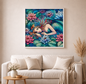 Seerosenzauber der Meerjungfrau - Diamond Painting Kit - AI Artwork by Silvia-ki 60x60cm (eckige Steine)