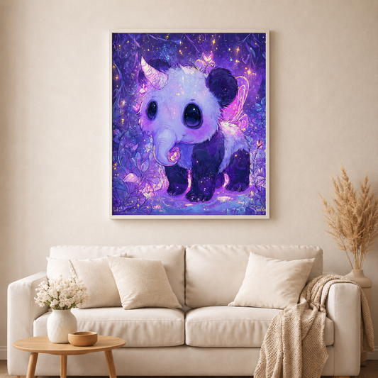Lunaris - Das Panda Einhorn - Diamond Painting Kit -  Artwork by shiny_unicorn.ai 70x70cm (eckige Steine)