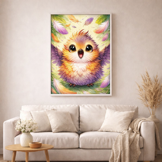 Pieps, das Küken - Diamond Painting Kit - AI Artwork by Planetenparty 50x70cm (eckige Steine)