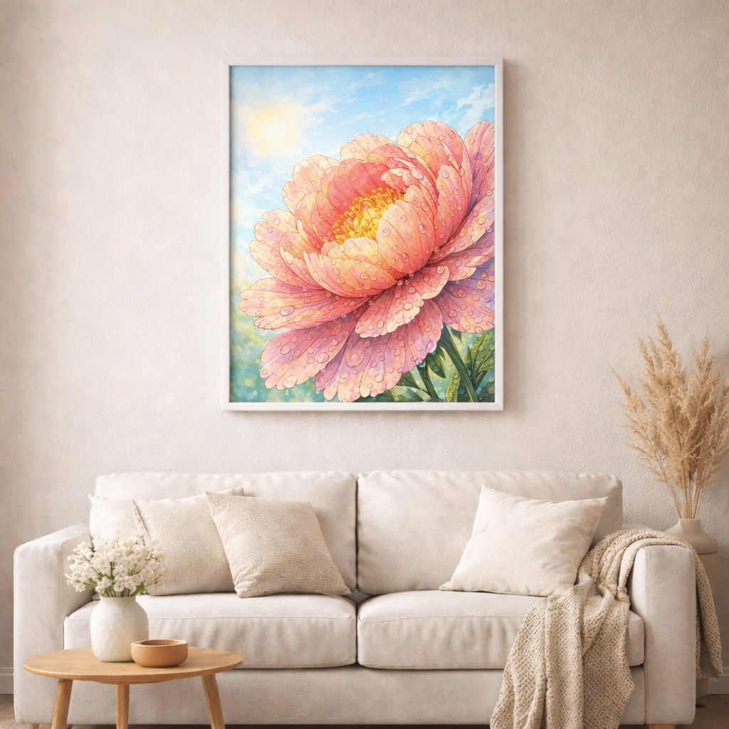 Blumenduft nach dem Regen - Diamond Painting Kit - AI Artwork by Planetenparty 50x70cm (eckige Steine)