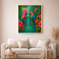 Tropisches Papageien-Paradies - Diamond Painting Kit - AI Artwork by  SK Moments 70x70cm (eckige Steine)