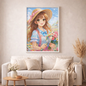 Blumenmädchen im Sonnenschein - Diamond Painting Kit - AI Artwork by Farbenzauberwelt 50x50cm (eckige Steine)