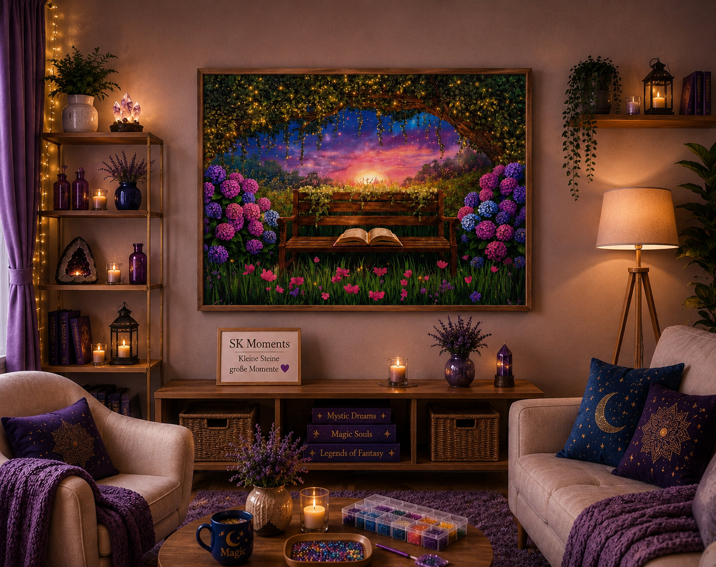 Blütentraum im Abendlicht Diamond Painting Kit | 90*70 cm | 120 DMC-Farben | Artwork by Tina Diamonds