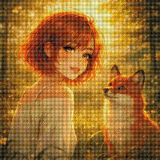 Seelenlicht im Wald - Diamond Painting Kit - AI Artwork by Farbenzauberwelt 50x50cm (eckige Steine)