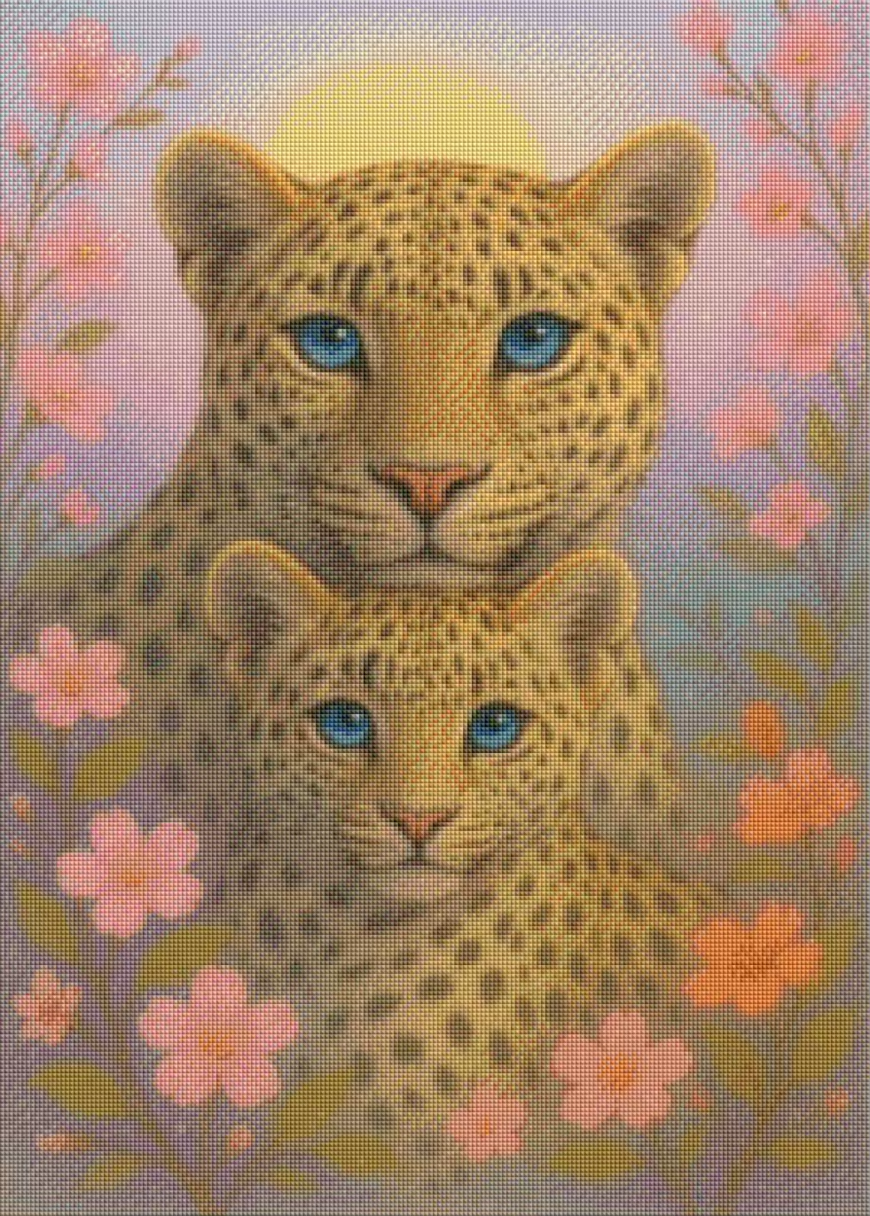 Liora und Naru - Die Wächter des Lichts Frühlingsbild - Diamond Painting Kit - AI Artwork by SK Moments 50x70cm (eckige Steine)