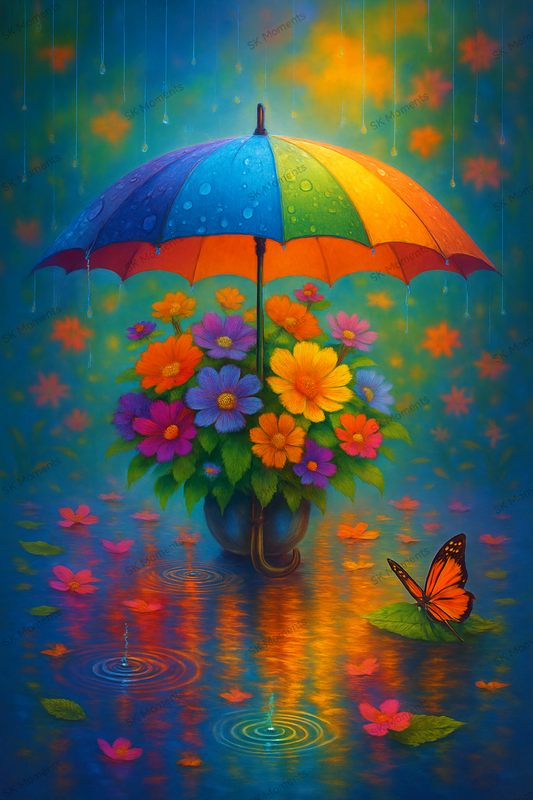 Magischer Regenschirm (50x65 cm, eckige Harzsteine)