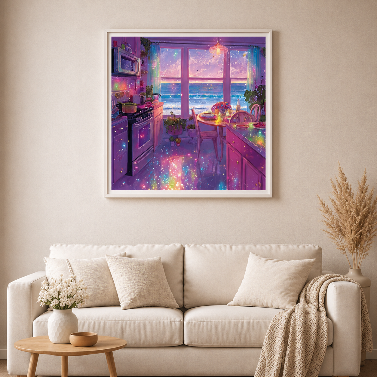 Sternenglanz am Meer mit 120 Farben - Diamond Painting Kit -  Artwork by shiny_unicorn.ai 80x80cm (eckige Steine)