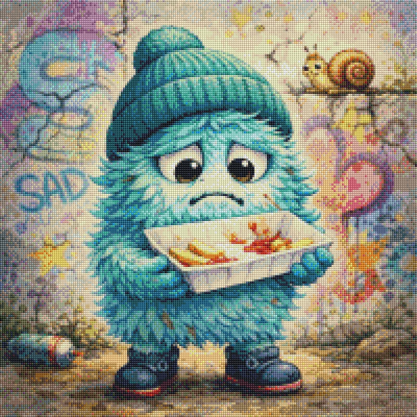 Hungriges Monsterchen - Diamond Painting Kit - AI Artwork by Planetenparty 50x50cm (eckige Steine)