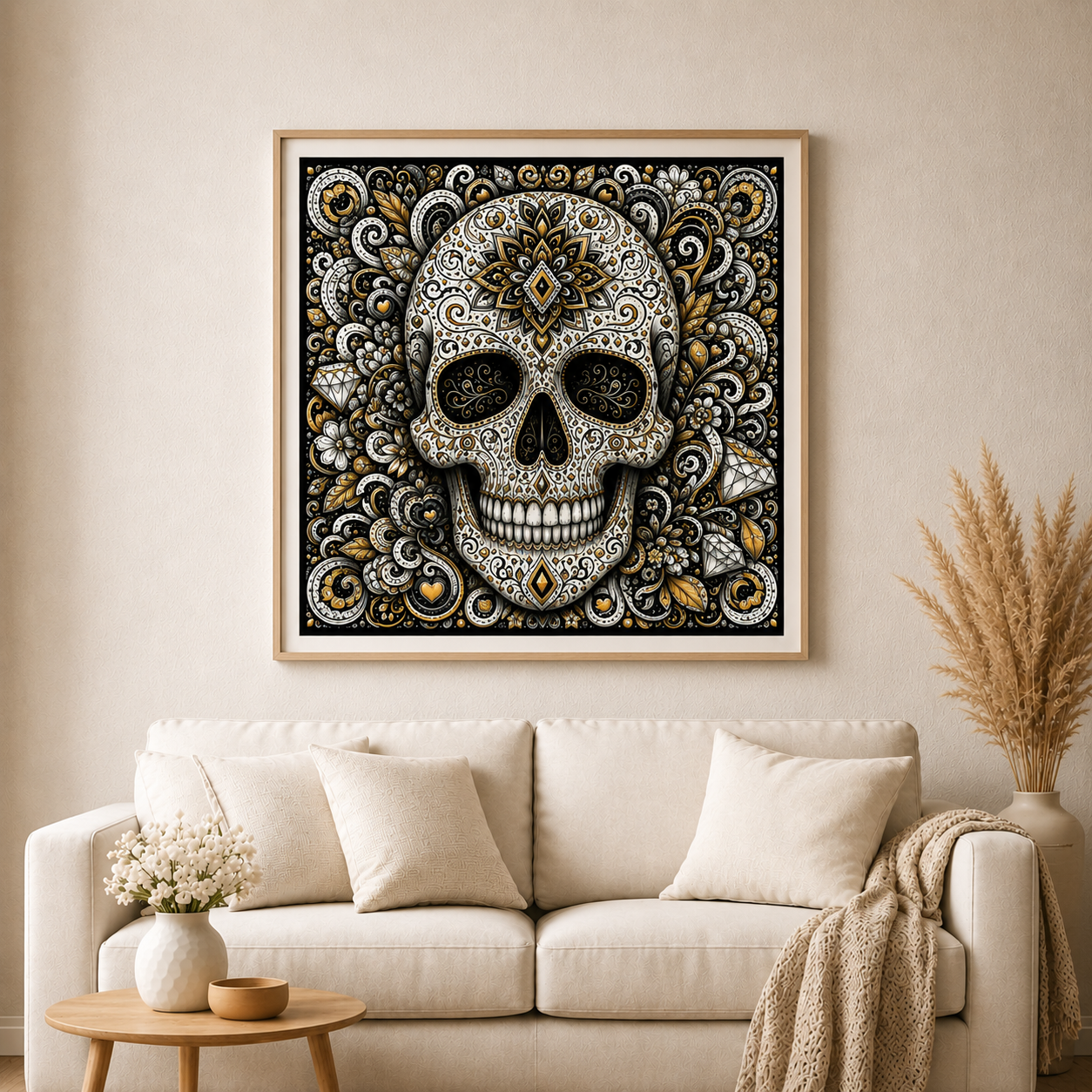 Goldene Seele mit 119 Farben - Diamond Painting Kit - AI Artwork by SK Moments 80x80cm (eckige Steine)