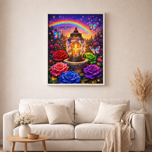 Zaubergarten des Lichts mit 100 Farben - Diamond Painting Kit- AI Artwork by SK Moments 50x75cm (eckige Steine)