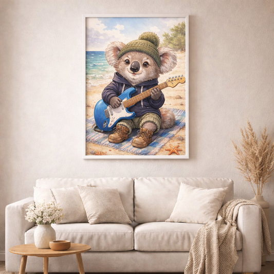 Koala Beach - Diamond Painting Kit - AI Artwork by Planetenparty 50x70cm (eckige Steine)