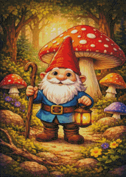 Der kleine Pilzwanderer - Diamond Painting Kit - AI Artwork by Planetenparty 50x70cm (eckige Steine)