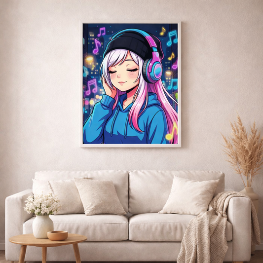 Mitternachtsbeats - Diamond Painting Kit - AI Artwork by SK Moments 70x70cm (eckige Steine)