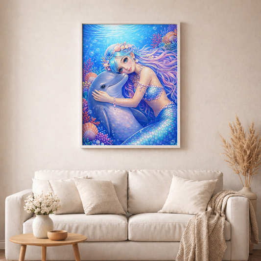 Meereszauber und Freundschaft - Diamond Painting Kit - AI Artwork by SK Moments 50x70cm (eckige Steine)