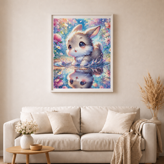 Kleine Regenpfote - Diamond Painting Kit - Artwork by tiki_DIAMONDS.ai 50x50 cm (eckige Steine)