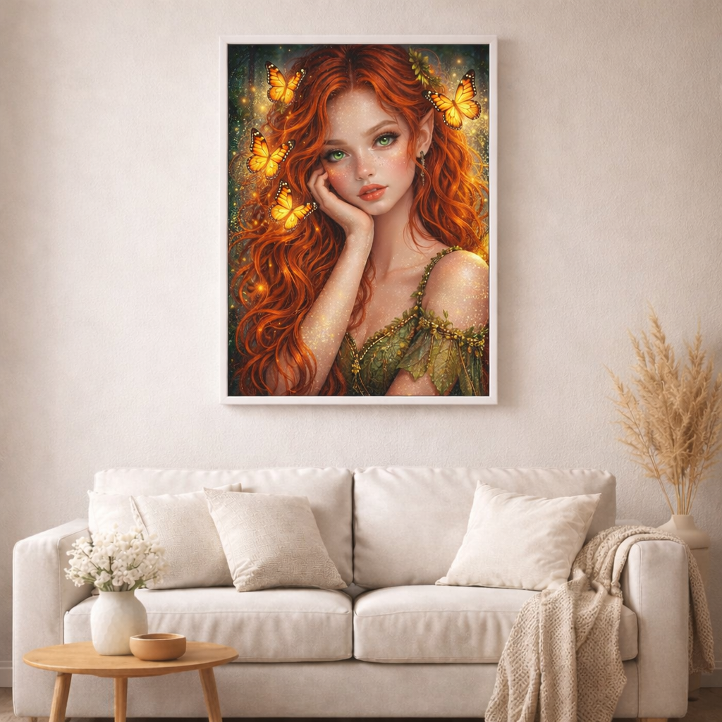 Flamme des Zauberwaldes - Diamond Painting Kit - AI Artwork by Farbenzauberwelt 50x70cm (eckige Steine)