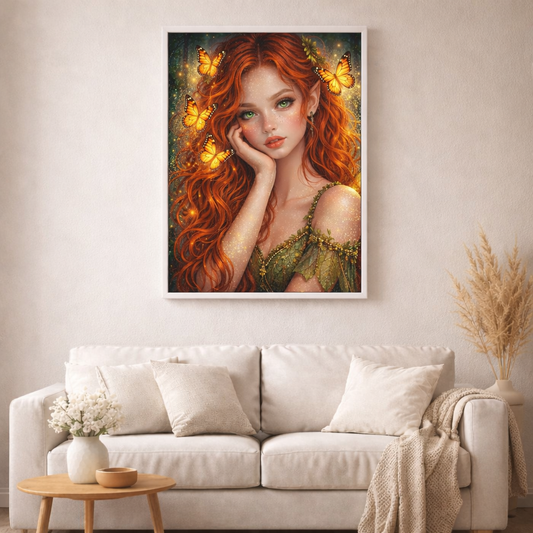Flamme des Zauberwaldes - Diamond Painting Kit - AI Artwork by Farbenzauberwelt 50x70cm (eckige Steine)