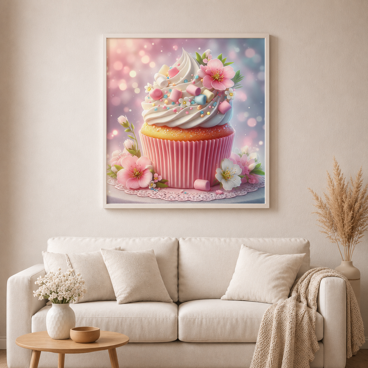 Zuckerblüte - Diamond Painting Kit - AI Artwork by Glitzerkrümel 60x60cm (eckige Steine)