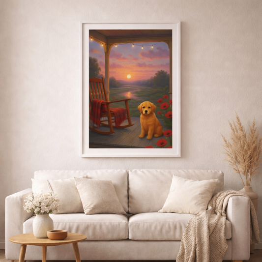 Abendsonne auf der Veranda - Diamond Painting Kit - AI Artwork by SK Moments 60x80cm (eckige Steine)