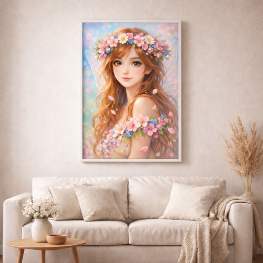 Frühlingsfee - Blütenzauber - Diamond Painting Kit - AI Artwork by SK Moments 50x50cm (eckige Steine)