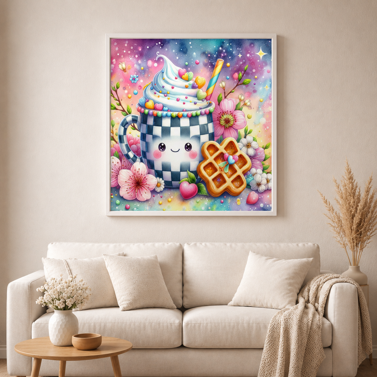 Waffelglück - Diamond Painting Kit - AI Artwork by Glitzerkrümel 60x60cm (eckige Steine)