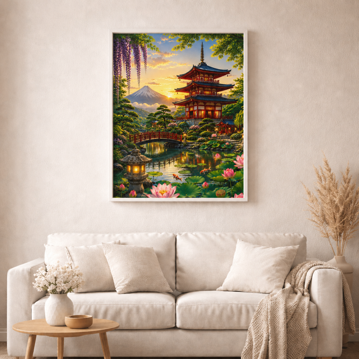 Sommerzauber der Pagode - Diamond Painting Kit - AI Artwork by SK Moments 80x100cm (eckige Steine)
