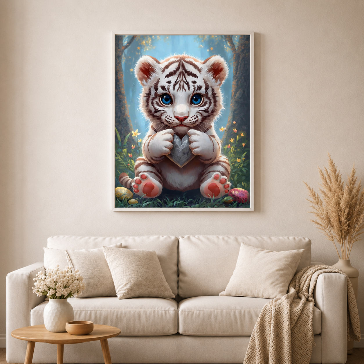 Tiger Liebe - Diamond Painting Kit - KI Artwork by Tina Diamonds 60x80cm cm (eckige Steine)