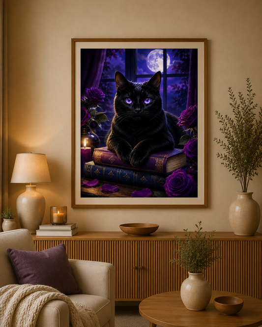 Shadow Paw in Moonlight 60x75cm Square Drills - Diamond Painting Kit - Artwork by Farbenzauberwelt