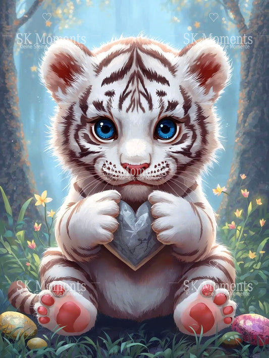 Tigerliebe – Diamond Painting 60 × 80 cm mit festem SK Moments Wasserzeichen