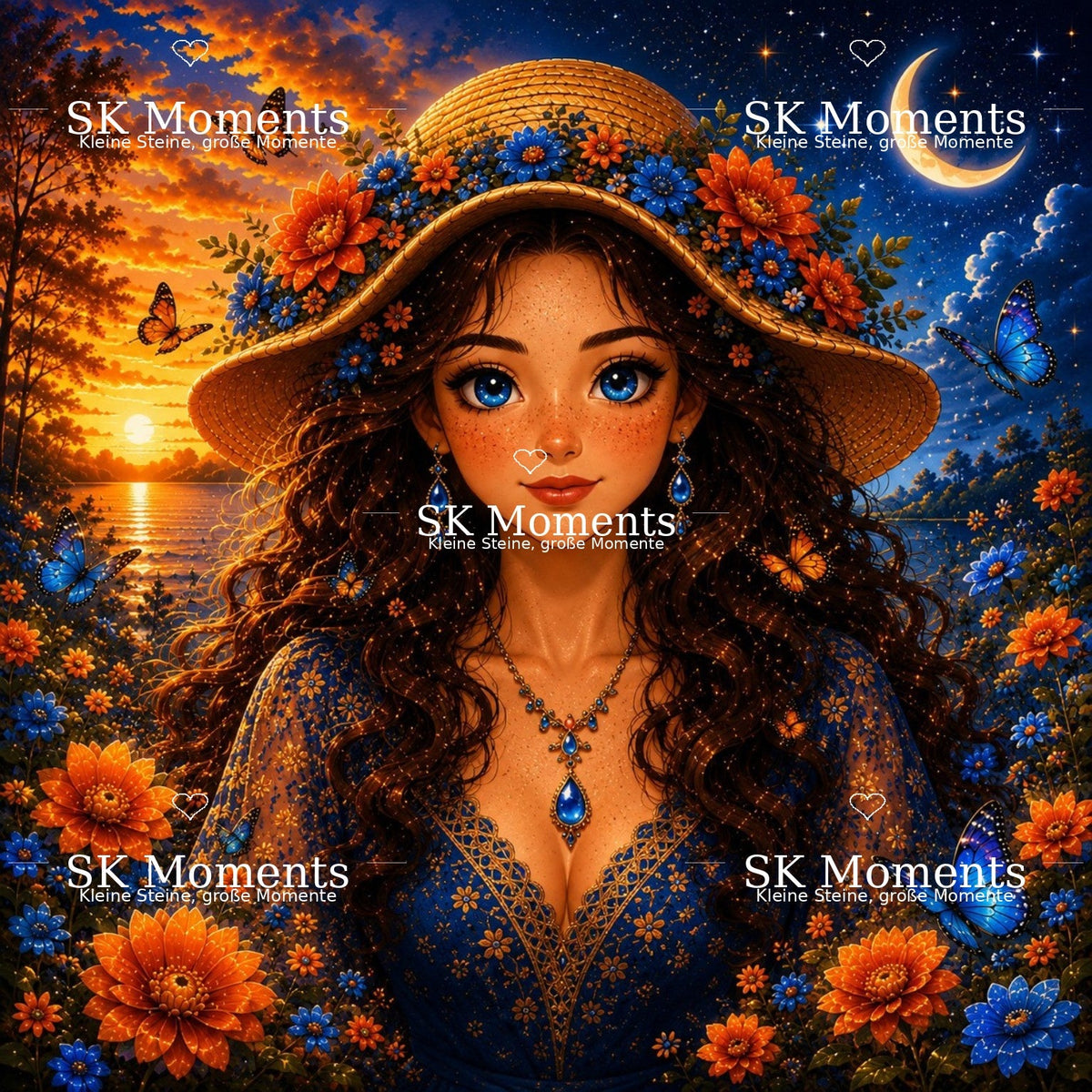 Zwischen Sonne und Mond – Diamond Painting 80 × 80 cm mit SK Moments Wasserzeichen